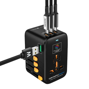 1WorldAdapter™ PD120W GaN Pro™ with 4 x USB-C PD3.2 & USB-A QC4+ PPS Fast Charging Microdia