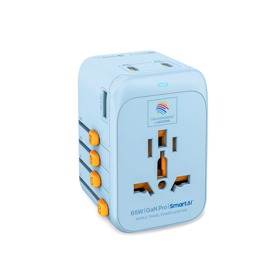 1WorldAdapter™ PD65W GaN Pro™ with 3 x USB-C PD3.2 & USB-A QC4+ PPS Fast Charging Microdia