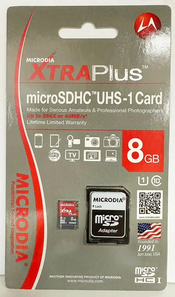 MICRODIA XTRA PLUS, Micro SDHC, UHS-1 Card, 8GB + Adapter MICRODIA