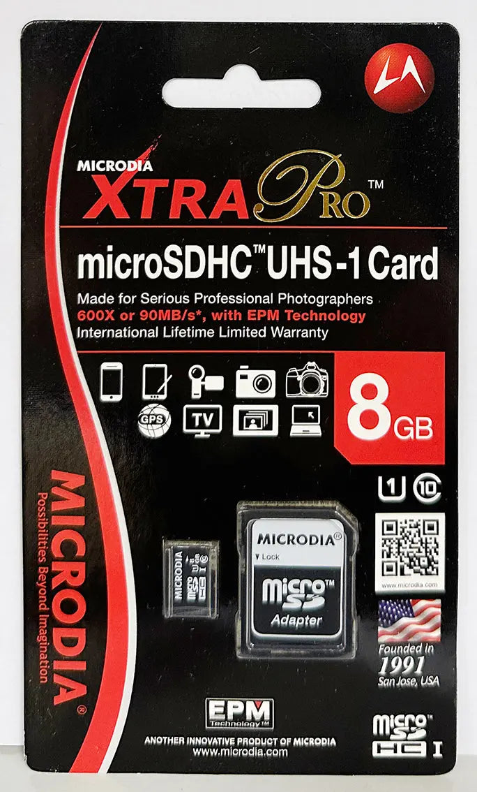 MICRODIA XTRA PRO, Micro SDHC UHS-1 Card, 8GB + Adapter MICRODIA