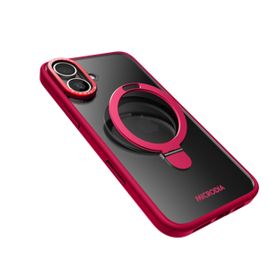 CRYSTAL RING Matte Protective iPhone 16 Pro & Max Case with Kickstand - Ruby Fusion Microdia