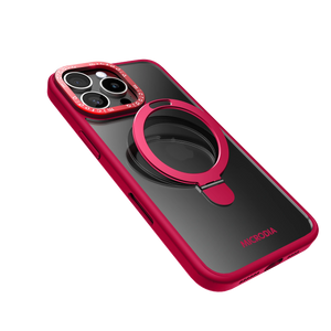 CRYSTAL RING Matte Protective iPhone 16 Pro & Max Case with Kickstand - Ruby Fusion Microdia