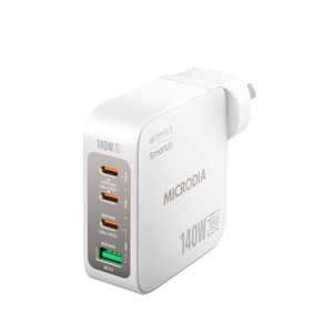 MICRODIA SMARTCube™ Nano 140W, GaN Pro Wall Charger, 4-Port, USB-C PD3.1 + USB-A QC3.0 Microdia