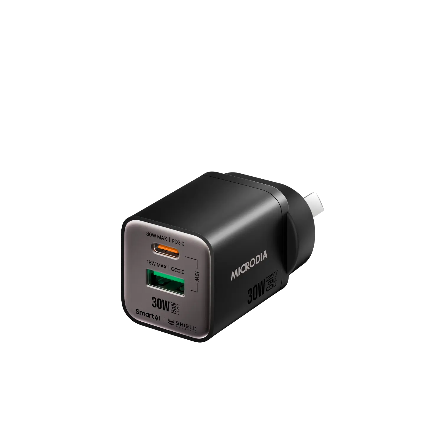 SMARTCube™ Nano 30W GaN Pro Wall Charger,Dual-Port, USB-C PD3.0 + USB-A QC3.0 Microdia