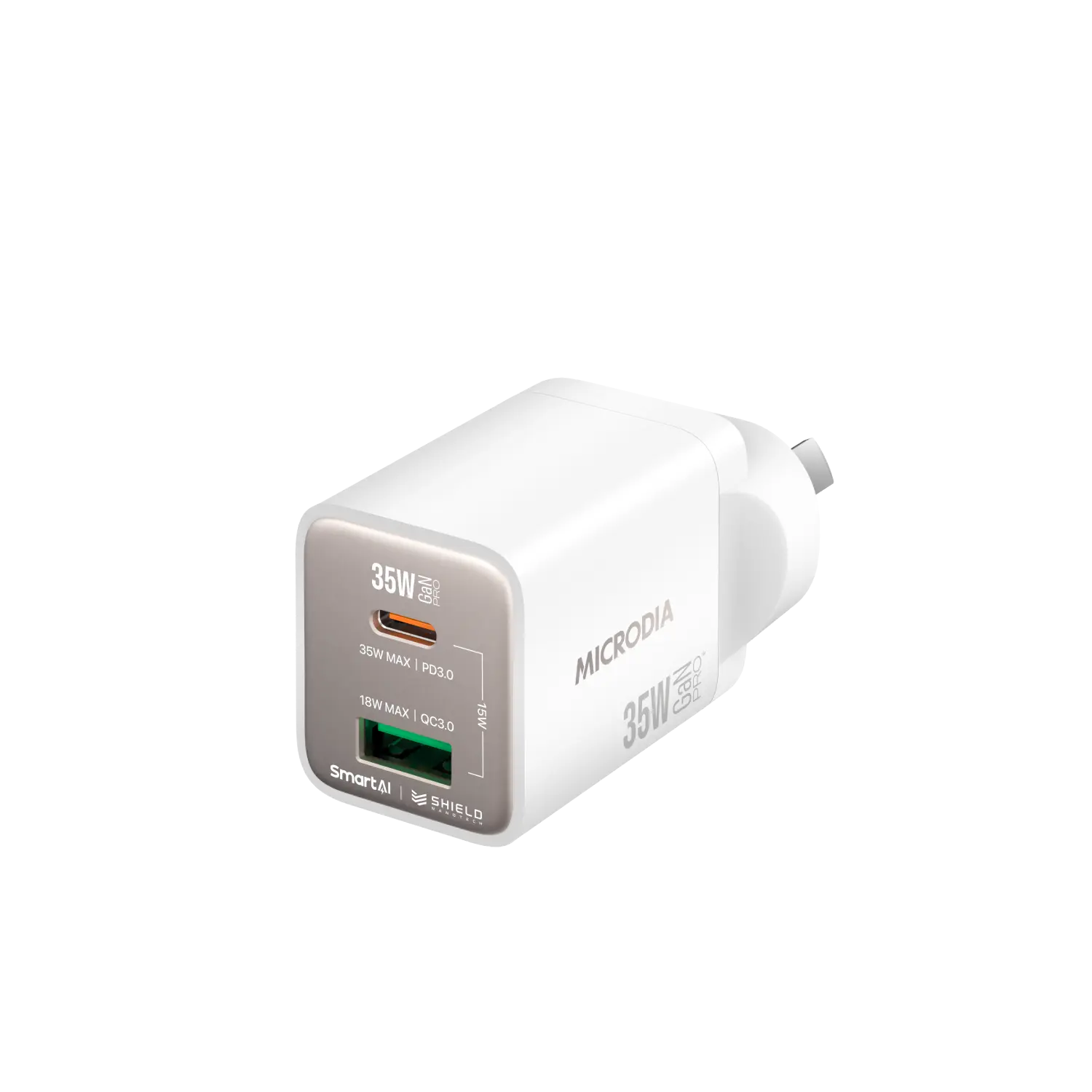 SMARTCube™ Nano 35W GaN Pro Wall Charger,Dual-Port, USB-C PD3.0 + USB-A QC3.0 Microdia