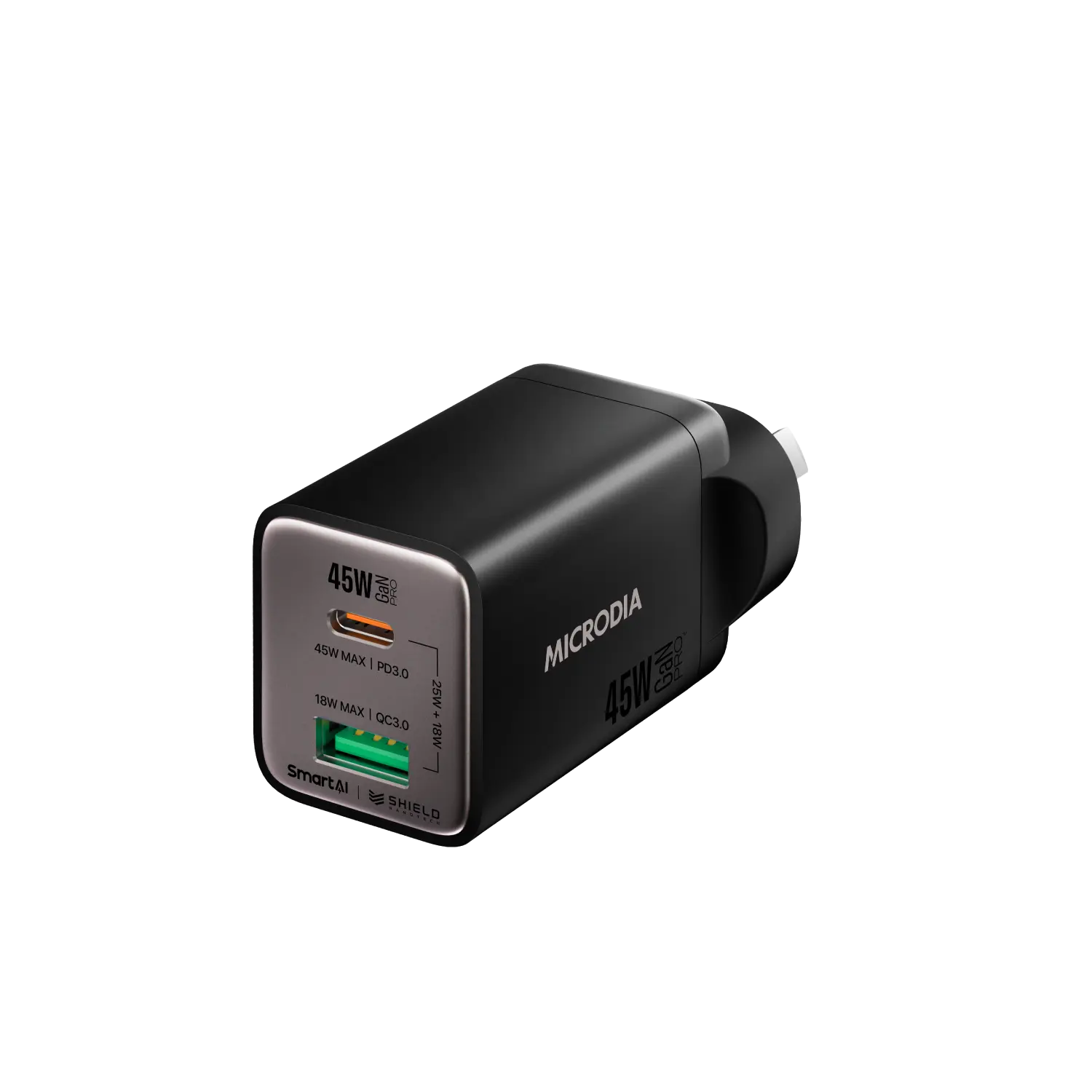 SMARTCube™ Nano 45W GaN Pro Wall Charger,Dual-Port, USB-C PD3.0 + USB-A QC3.0 Microdia