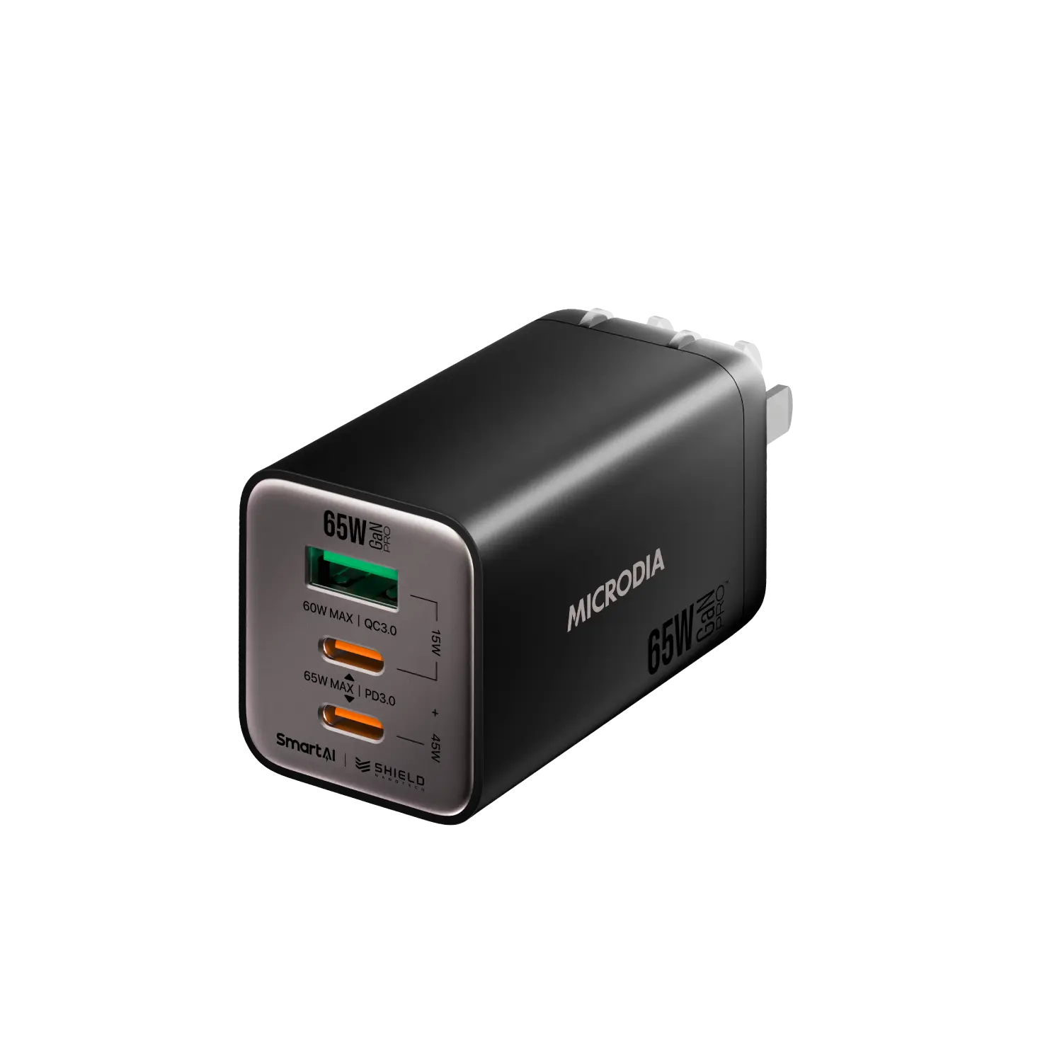 SMARTCube™ Nano 65W GaN Pro Wall Charger, 3-Port, USB-C PD3.0 + USB-A QC3.0 Microdia