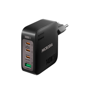 MICRODIA SMARTCube™ Nano 140W, GaN Pro Wall Charger, 4-Port, USB-C PD3.1 + USB-A QC3.0 Microdia