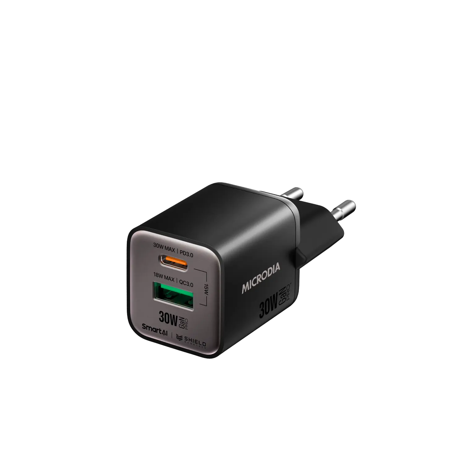 SMARTCube™ Nano 30W GaN Pro Wall Charger,Dual-Port, USB-C PD3.0 + USB-A QC3.0 Microdia