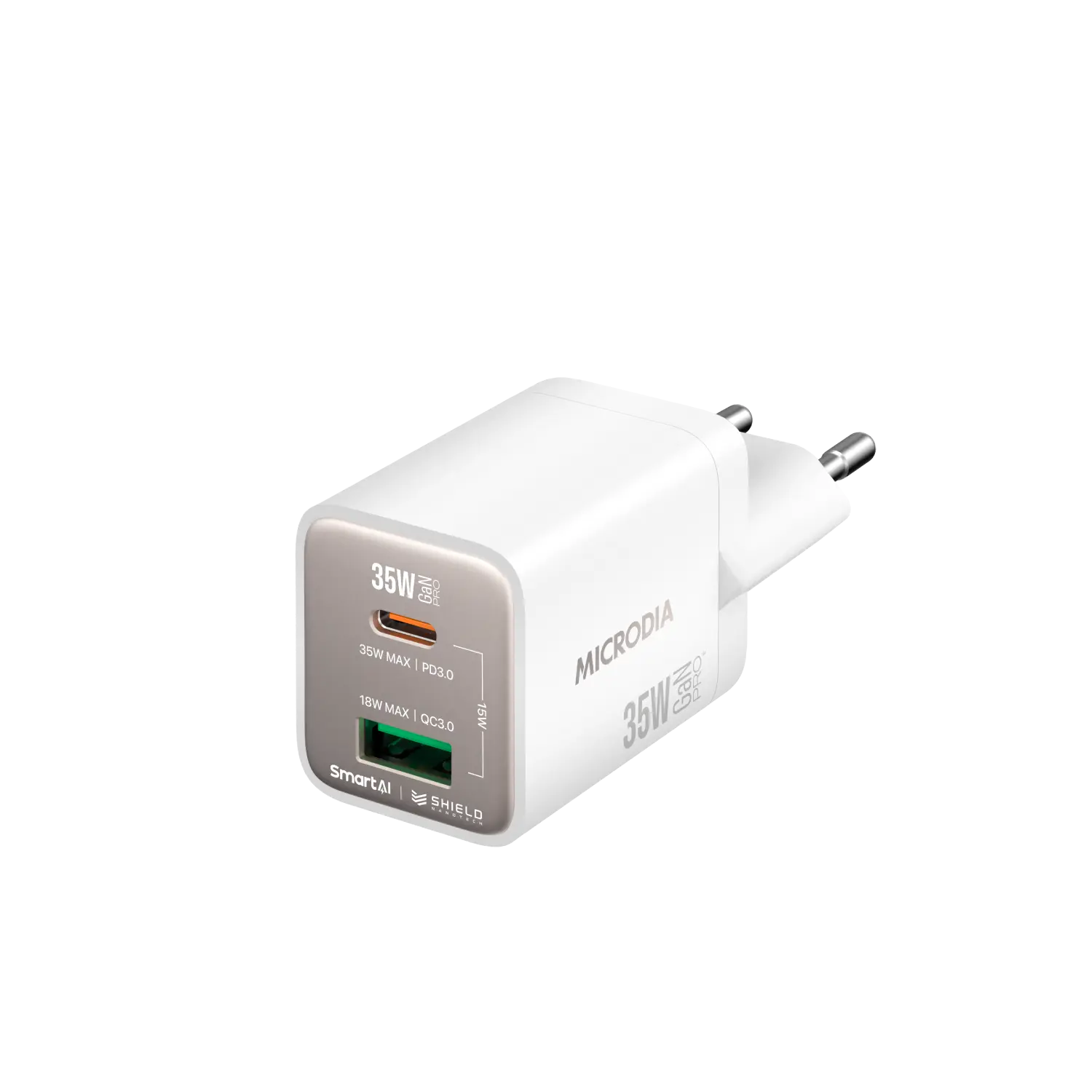 SMARTCube™ Nano 35W GaN Pro Wall Charger,Dual-Port, USB-C PD3.0 + USB-A QC3.0 Microdia