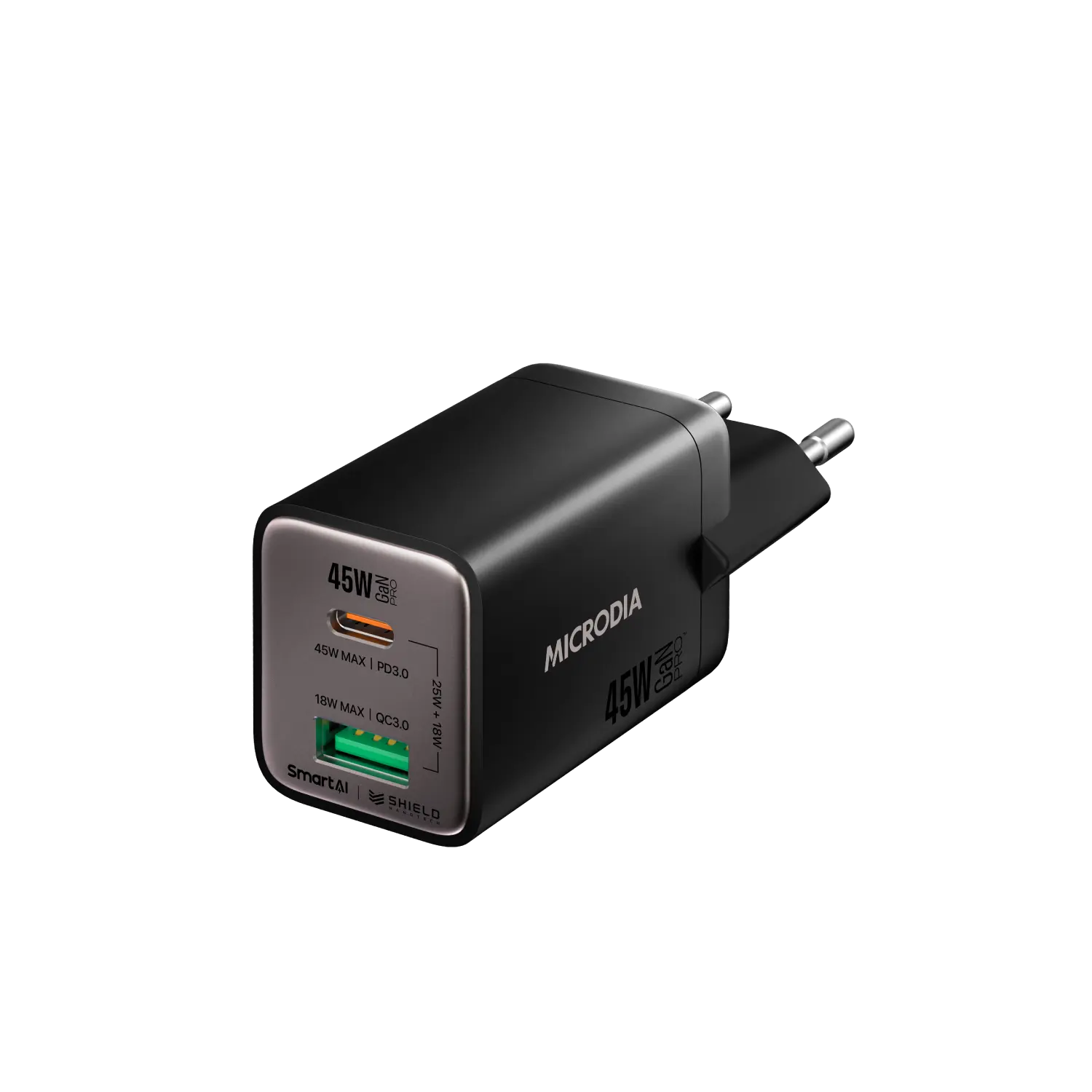 SMARTCube™ Nano 45W GaN Pro Wall Charger,Dual-Port, USB-C PD3.0 + USB-A QC3.0 Microdia