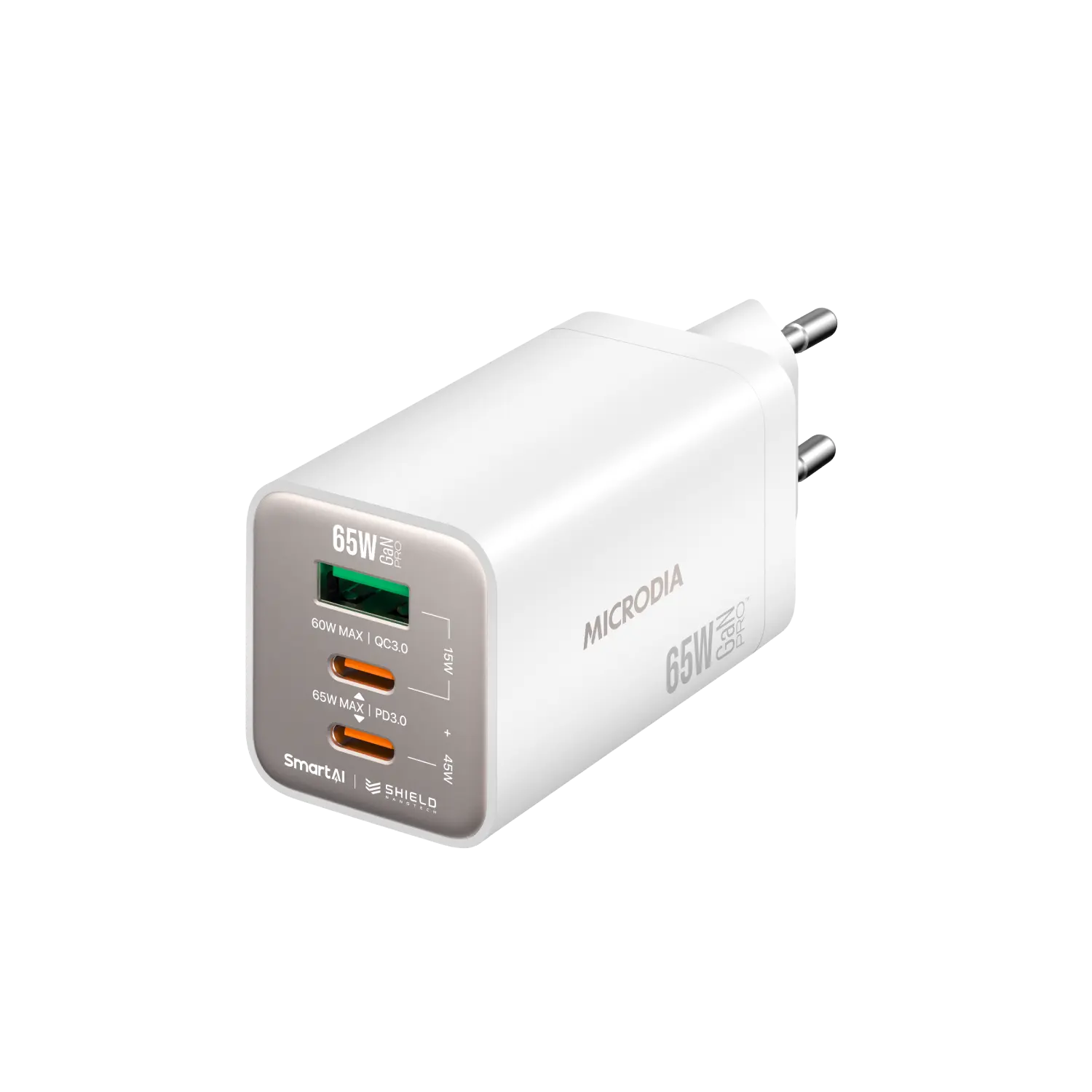 SMARTCube™ Nano 65W GaN Pro Wall Charger, 3-Port, USB-C PD3.0 + USB-A QC3.0 Microdia