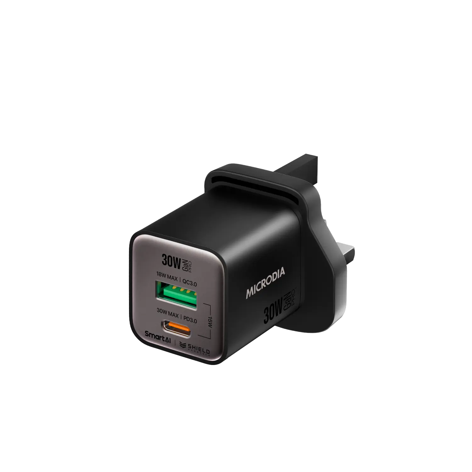 SMARTCube™ Nano 30W GaN Pro Wall Charger,Dual-Port, USB-C PD3.0 + USB-A QC3.0 Microdia