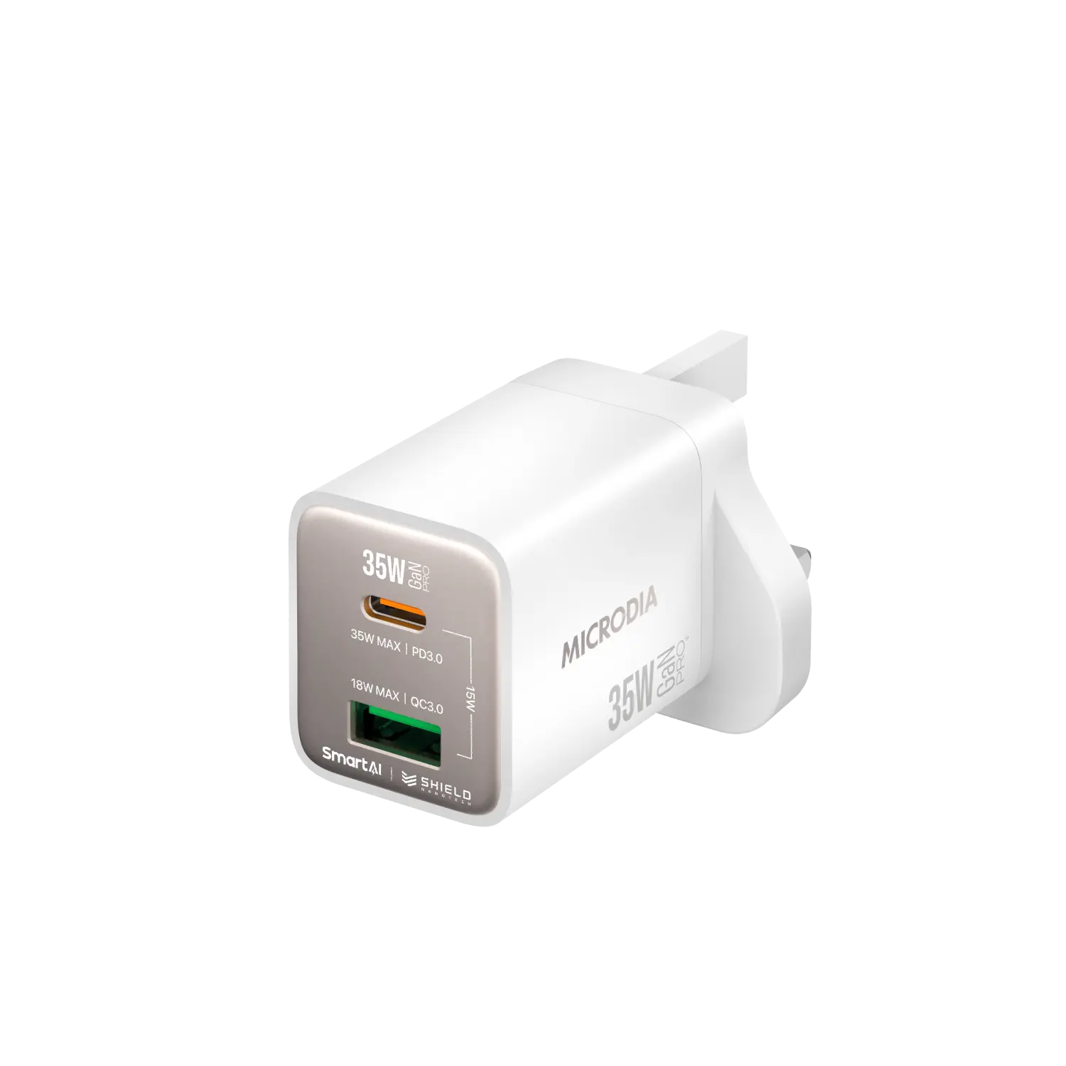 SMARTCube™ Nano 35W GaN Pro Wall Charger,Dual-Port, USB-C PD3.0 + USB-A QC3.0 Microdia