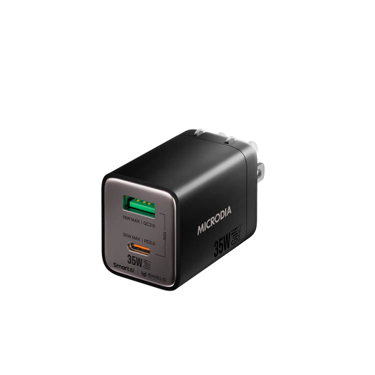 SMARTCube™ Nano 35W GaN Pro Wall Charger,Dual-Port, USB-C PD3.0 + USB-A QC3.0 Microdia