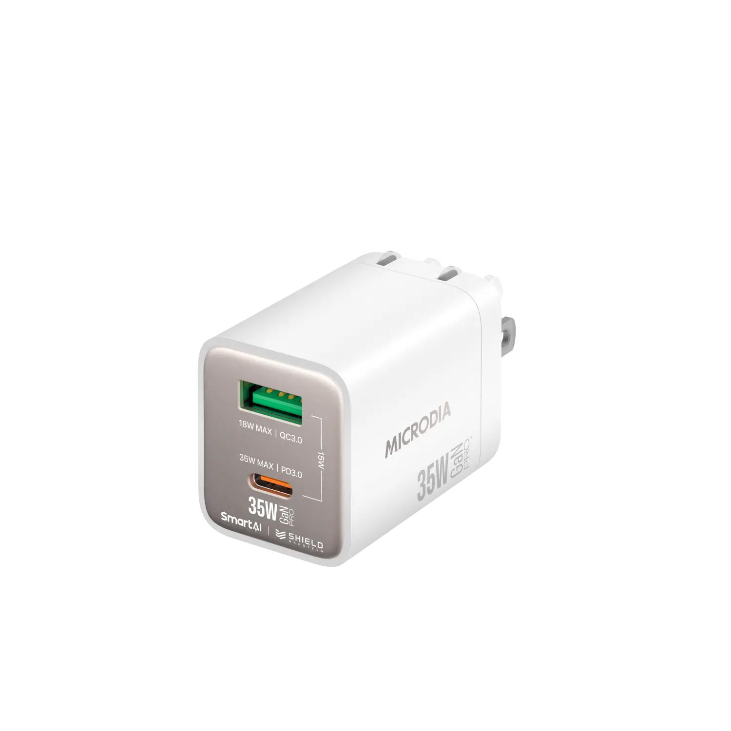 SMARTCube™ Nano 35W GaN Pro Wall Charger,Dual-Port, USB-C PD3.0 + USB-A QC3.0 Microdia