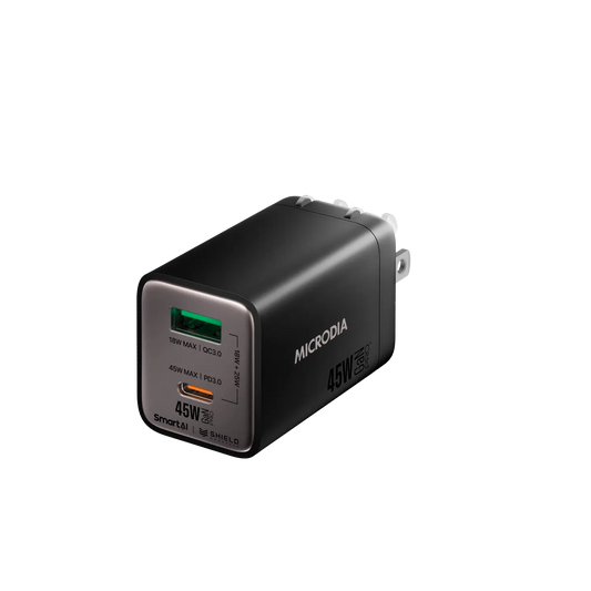 SMARTCube™ Nano 45W GaN Pro Wall Charger,Dual-Port, USB-C PD3.0 + USB-A QC3.0 Microdia