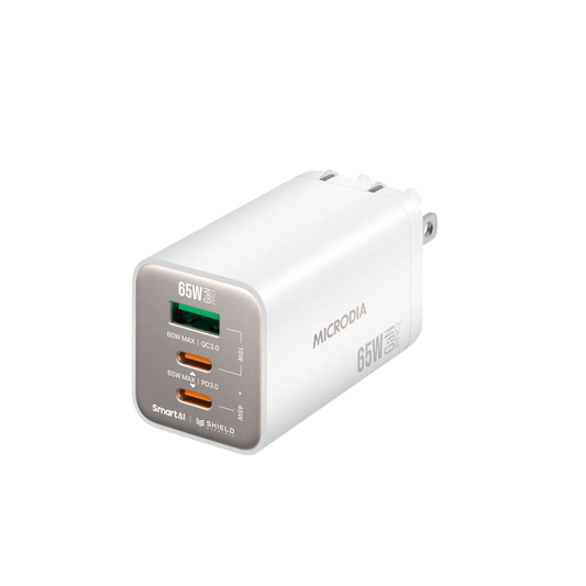 SMARTCube™ Nano 65W GaN Pro Wall Charger, 3-Port, USB-C PD3.0 + USB-A QC3.0 Microdia