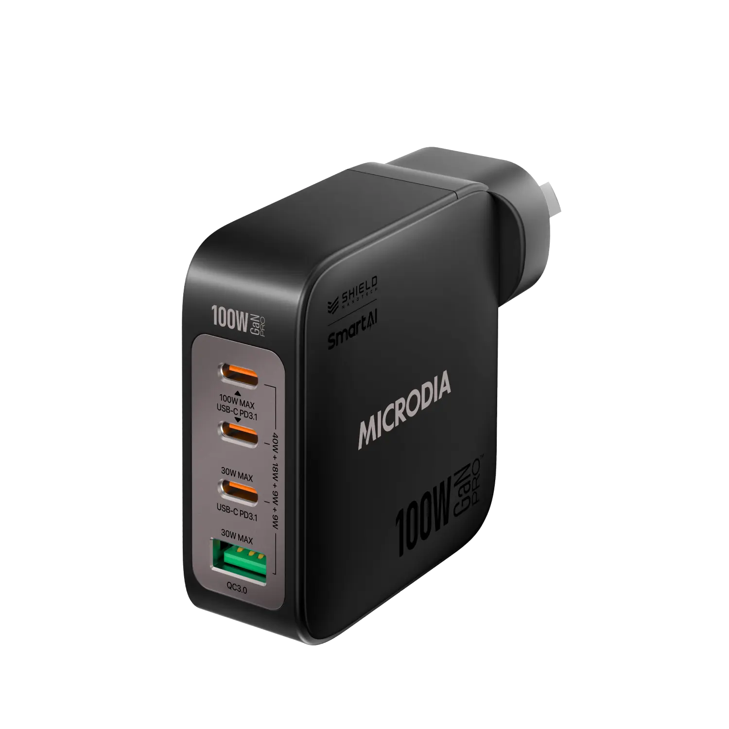 SMARTCube™ Nano 100W GaN Pro Wall Charger, 4-Port, USB-C PD3.0 + USB-A QC3.0 Microdia