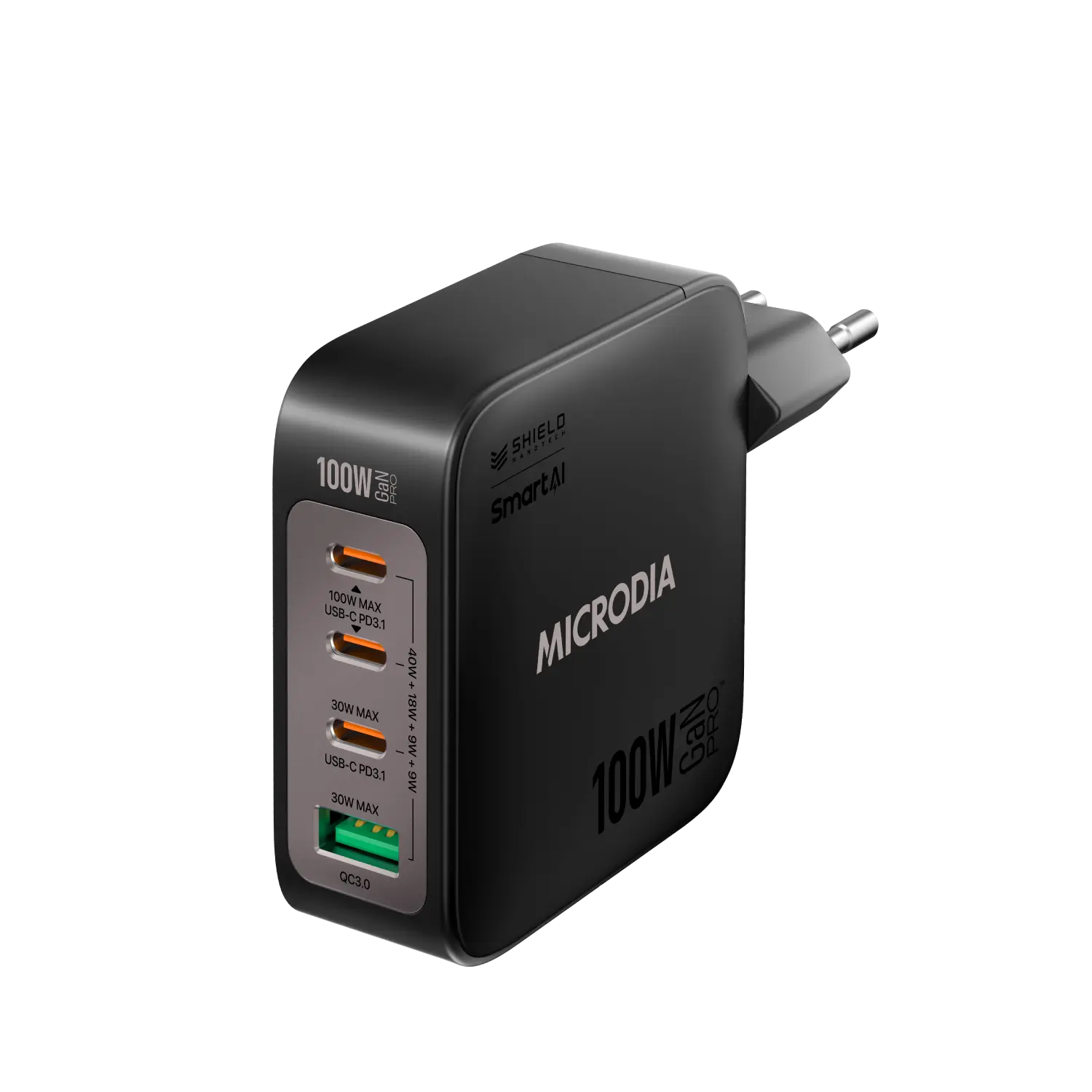 SMARTCube™ Nano 100W GaN Pro Wall Charger, 4-Port, USB-C PD3.0 + USB-A QC3.0 Microdia